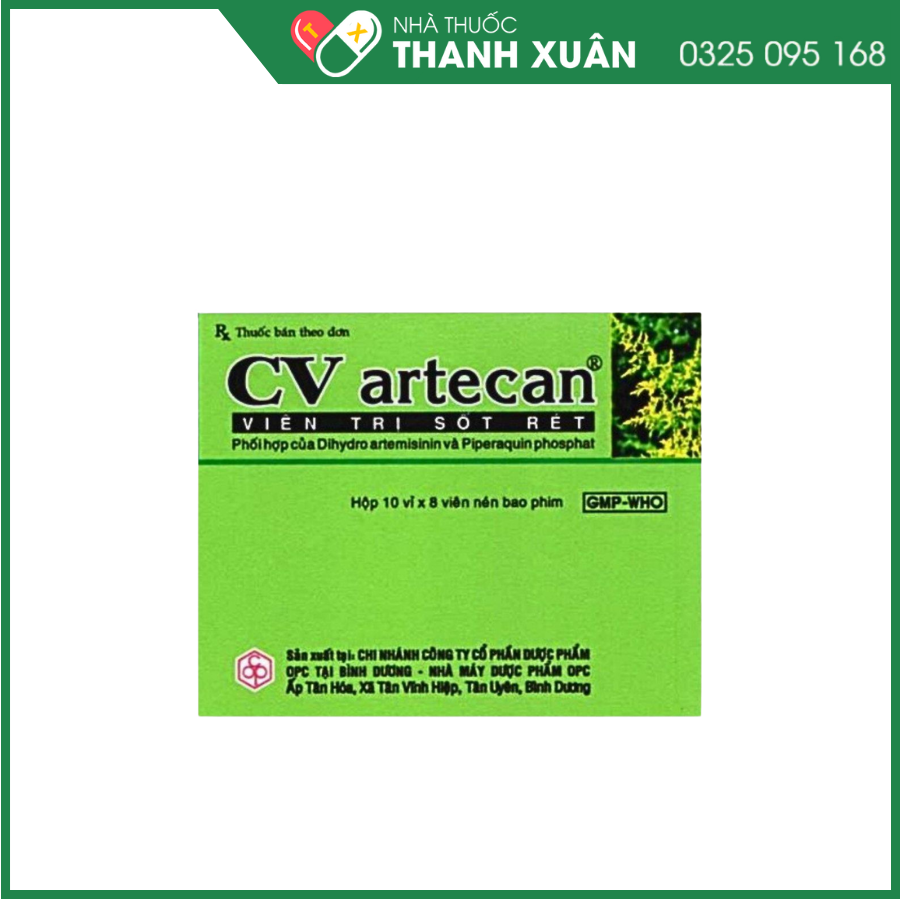 CV artecan - Điều trị sốt rét các thể do ký sinh trùng P.falciparum, P.vivax